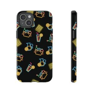 Neon Lemonade - Neon Yellow Blue Pink on Black - iPhone 14 15 - Cell Phone - Tough Cases