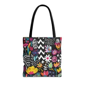 Retro MishMash Pattern One - Black With Retro Colors - Purse - Tote Bag