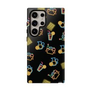 Neon Lemonade - Neon Yellow Blue Pink on Black - Samsung Galaxy S22 S23 S24 - Cell Phone - Tough Cases
