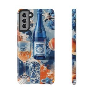 Blue Peach Wine - Shades of Blue Peach White - Samsung Galaxy S10 S20 S21 - Cell Phone - Tough Cases
