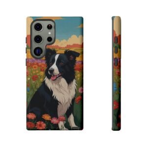 Border Collie in a Field of Flowers - Multi-Colored - Samsung Galaxy S22 S23 S24 - Cell Phone - Tough Cases