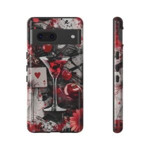 Cherry Martini Collage - Red Black White - Google Pixel 5 6 7 8 - Cell Phone - Tough Cases