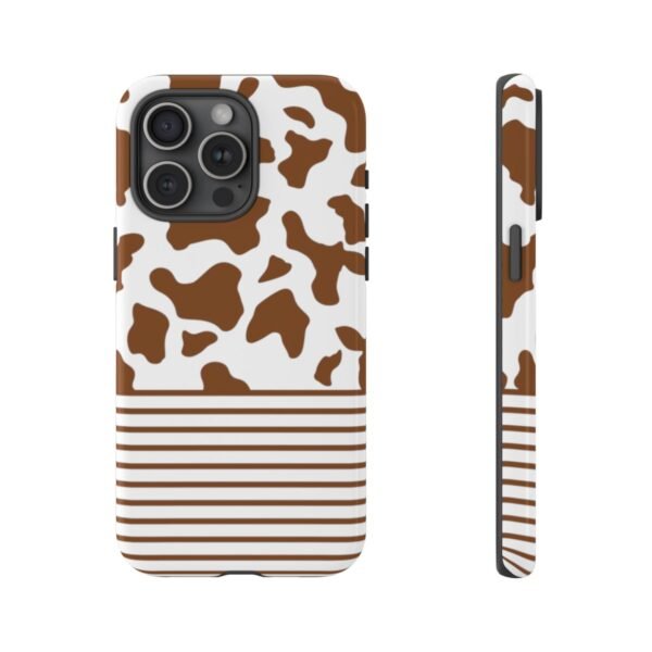 Brown and White Cow Spots and Stripes - iPhone 14 15 - Cell Phone - Tough Cases 2 102553 27