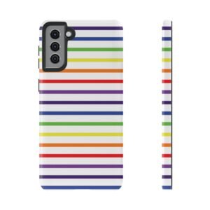 Rainbow and White Stripes - Samsung Galaxy S10 S20 S21 - Cell Phone - Tough Cases
