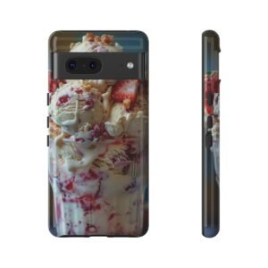 Phone Cases - Vanilla Strawberry Ice Cream Sundae - Google Pixel 5 6 7 8 - Cell Phone - Tough Cases