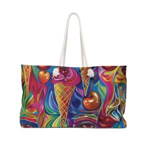 Abstract Cherry Dipped Cone - Ice Cream Cherries - Weekender Bag - Groovy Totes