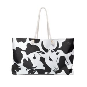 Distressed Black and White Cow Spots Pattern - Weekender Bag - Tote