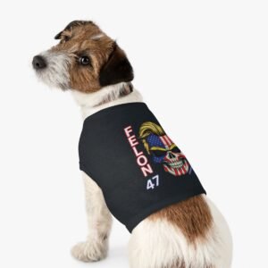 Felon 47 - Trump 2024 - Skull with Embedded American Flag - Dog Cat Shirt - Pet Tank Top