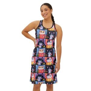 Four Square Cats in Flower Pots - Pattern 100 - Women's Racerback Dress