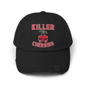 Killer Cherry Skulls - Killer Cherries - Red, White, Green - Unisex Distressed Cap