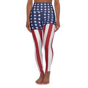 American Flag - Red White Blue - Stars and Stripes - High Waisted Yoga Leggings - Pants