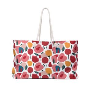 Pink Modern Stylized Roses Pattern - Pink Red Yellow on White - Weekender Bag - Tote