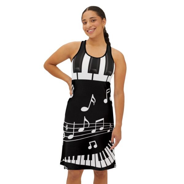 Musical Notes - Piano Keys - Black and White - Women's Racerback Dress 2 15302952121065821235 2048