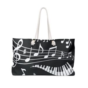 Musical Notes - Piano Keys - Black and White - Weekender Bag - Tote