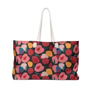 Pink Modern Stylized Roses Pattern - Pink Red Yellow on Black - Weekender Bag - Tote