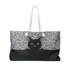 Speckled Pattern - Black Cat Peeping - Black and White Bag - Weekender Bag - Tote