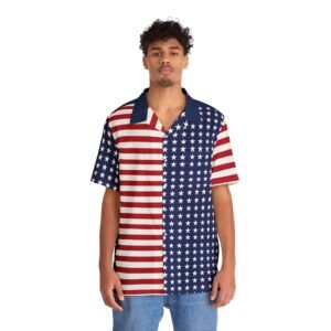 American Flag - Red White Blue - Stars and Stripes - Men's Hawaiian Shirt