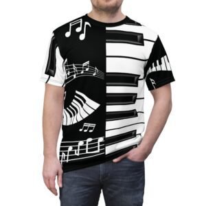 Musical Notes - Piano Keys - Black and White - Unisex Tee - T-Shirt