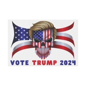 Vote Trump 2024 - Skull Embedded with the American Flag - Plastic Yard Sign