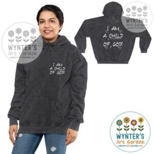 I Am A Child of God - Hand Drawn Style Art Doodles - Unisex Mineral Wash Hoodie