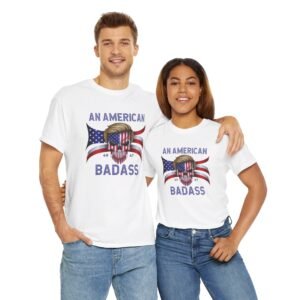 Trump - An American Badass - Make America Great Again MAGA - White - Unisex Heavy Cotton Tee
