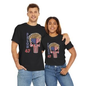 Trump 2024 - Felon 47- Skull - USA Flag - Choice of Colors - Unisex Heavy Cotton Tee