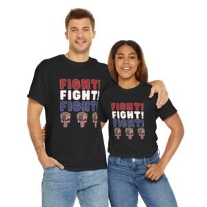 Trump 2024 - Fight Fight Fight - Skulls - USA Flag - Choice of Colors - Unisex Heavy Cotton Tee