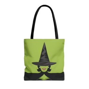 Witchy Woman - Halloween - Witch's Hat - Green and Black - Trick or Treat - Tote Bag
