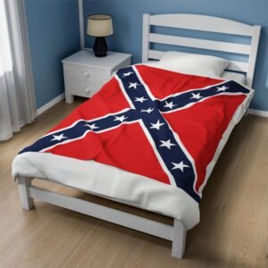 Stars and Bars - Confederate - CSA - Rebel Flag - Red White Blue - Velveteen Plush Blanket