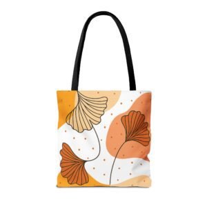 Tote Bag - Abstract Flower and Dots Design - Choice of Handle Color - Orange