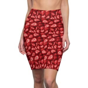 Women's Pencil Skirt - Fresh Red Strawberry Slices Pattern - Spring Summer Anytime