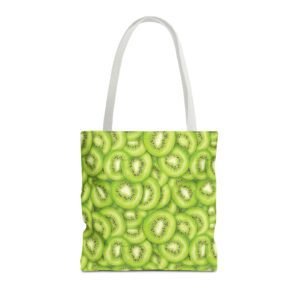 Tote Bag - Green Kiwi Slices Pattern - Choice of Handle Color - Spring Summer Anytime