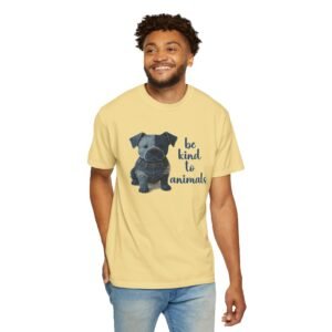 Unisex Garment-Dyed T-shirt - Comfort Colors 1717 - Be Kind to Animals - Denim Dog