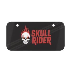 Skull Rider Mini License Plate, Custom Metal Plaque, Car Decor, Biker Gift, Motorcycle Accessory, Unique Wall Art