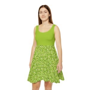Women's Skater Dress - Green Kiwi Pattern - Fun and Fresh Summer Style