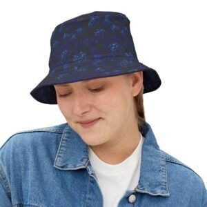 Bucket Hat - Fresh Black and Blue Blackberry Fruit Pattern - Fun Spring or Summer Accessory