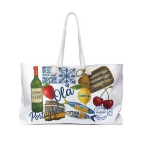 Weekender Bag - Tote - Portugal Collage - White - Travel - Vacation - Pride