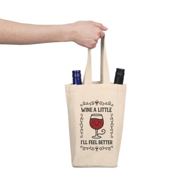 Charming Double Wine Tote Bag for Wine Lovers, Perfect Gift - Enthusiasts - Party - Funny - Wine a Little I'll Feel Better 2 Double wine bottle tote. Wine a Little I'll Feel Better Wine Glass Design from WyntersArtGarden.com