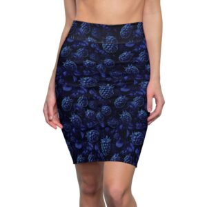 Women's Pencil Skirt - Fresh Black and Blue Blackberry Fruit Pattern - Spring Summer Anytime