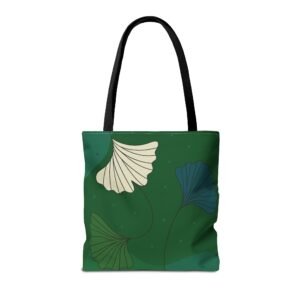 Tote Bag - Abstract Flower and Dots Design - Choice of Handle Color - Green