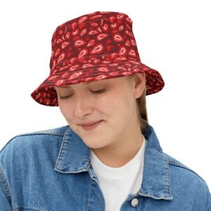 Bucket Hat - Fresh Red Strawberry Pattern - Fun Spring or Summer Accessory