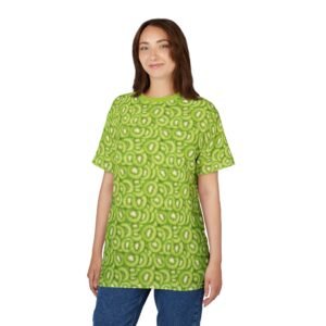 Unisex Cut & Sew Tee – Fresh Green Kiwi Slices Pattern - Fun & Vibrant Summer Style