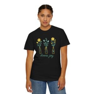 Unisex Garment-Dyed T-shirt - Comfort Colors 1717 - Choose Joy - Flower Vases - Yellow Edition