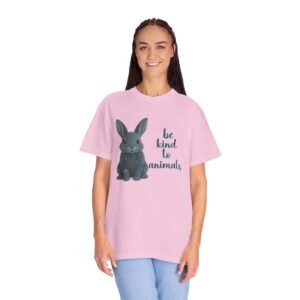 Unisex Garment-Dyed T-shirt - Comfort Colors 1717 - Be Kind to Animals - Denim Bunny Rabbit