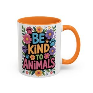 Be Kind to Animals Colorful Mug - Flowers and Paws - Perfect Gift for Animal Lovers