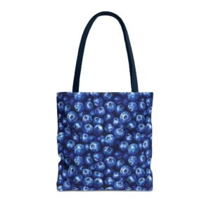 Tote Bag - Blue Blueberries Pattern - Choice of Handle Color - Spring Summer Anytime