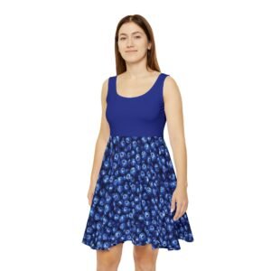 Women's Skater Dress - Blue Blueberries Pattern - Fun and Fresh Summer Style