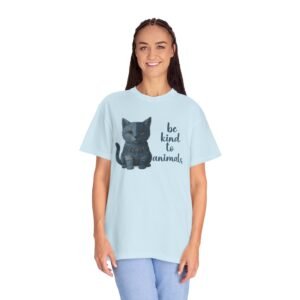Unisex Garment-Dyed T-shirt - Comfort Colors 1717 - Be Kind to Animals - Denim Cat