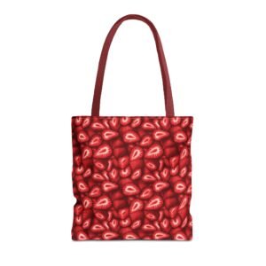 Tote Bag - Red Strawberry Slices Pattern - Choice of Handle Color - Spring Summer Anytime