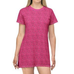 T-Shirt Dress for Casual Summer Style - Pink Grapefruit Pattern